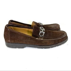 Salvatore Ferragamo brown suede horse-bit loafers size 12